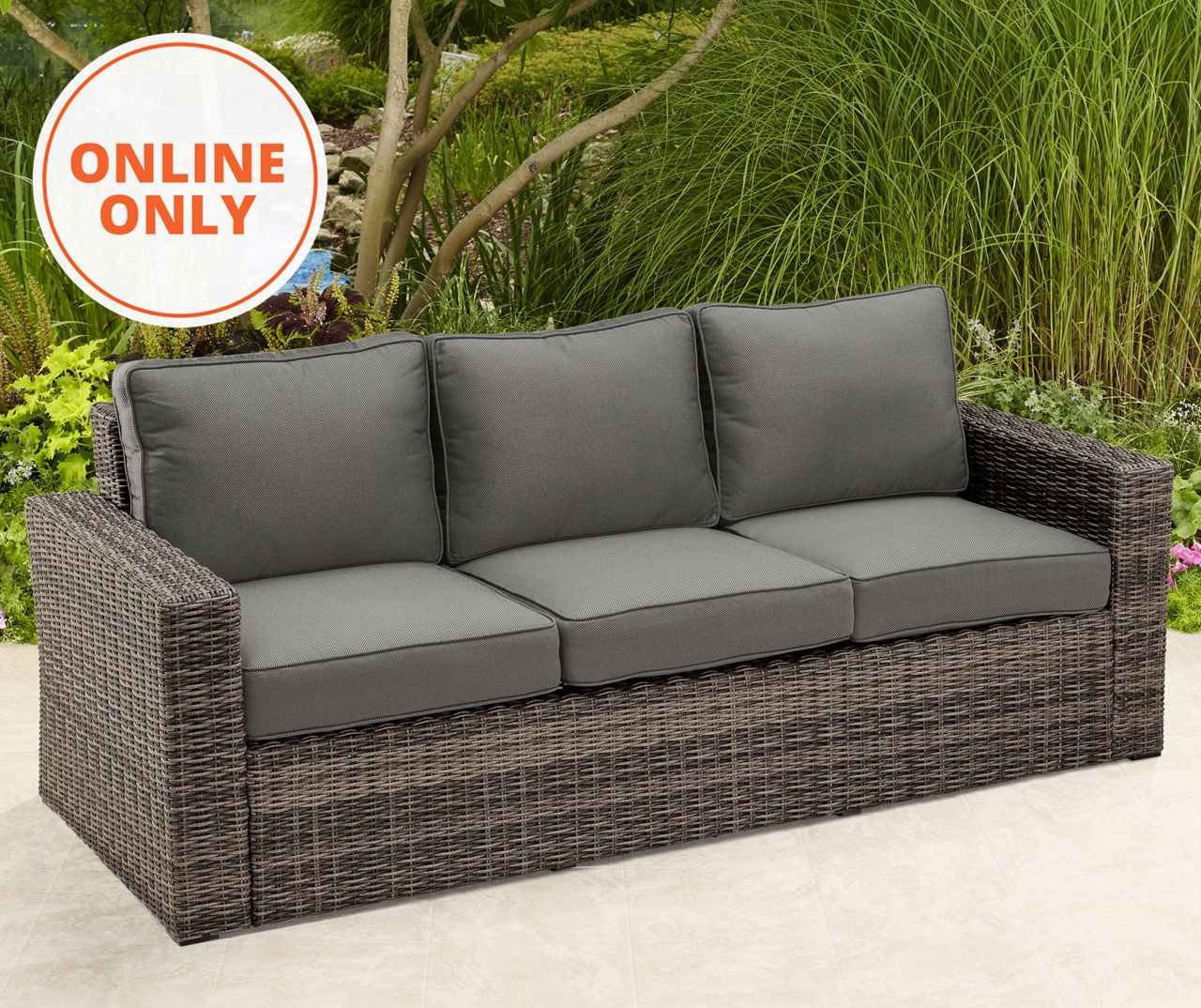 Wilson Fisher Shadow Creek All Weather Wicker Cushioned Sofa Big Lots